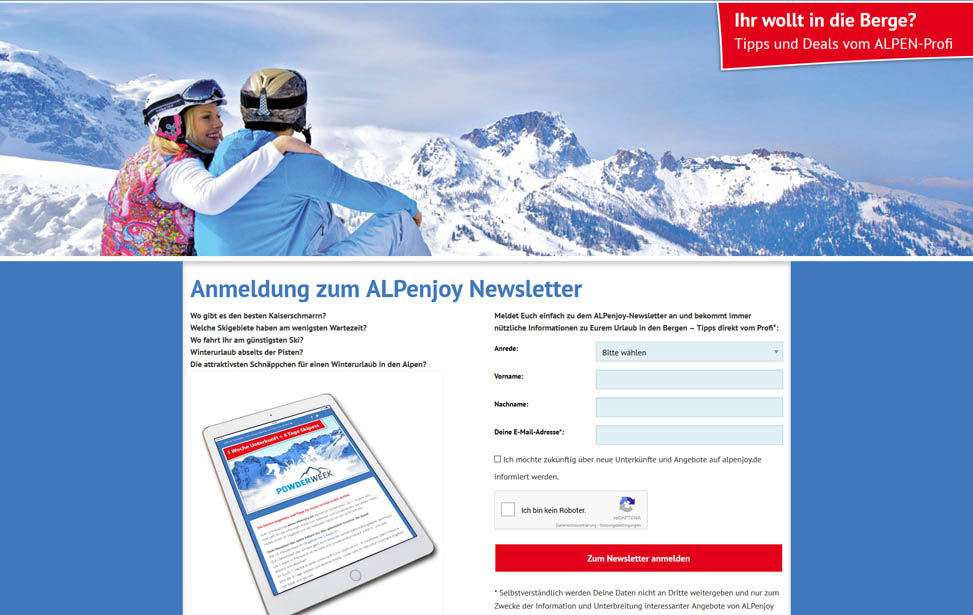 ALPenjoy Newsletter-Anmeldung